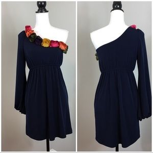 Black, one shoulder long sleeve JudithMarch dress